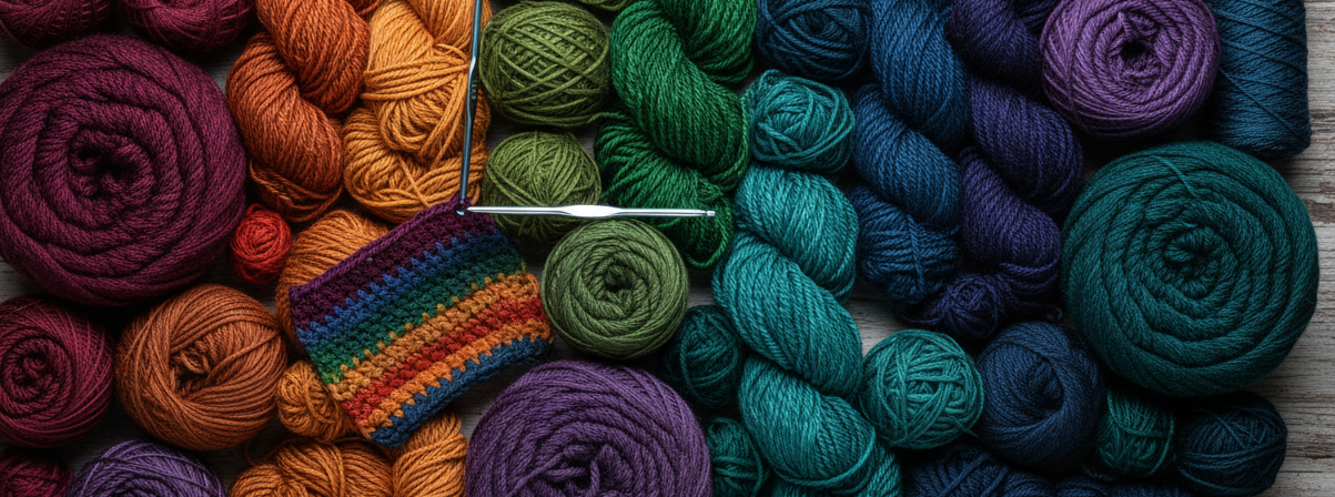 Dark Rainbow Yarn Background