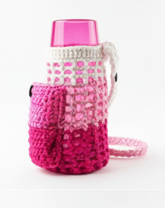T-shirt yarn water bottle holder with pocket