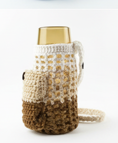 T-shirt yarn water bottle holder with pocket