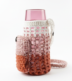 T-shirt yarn water bottle holder with pocket