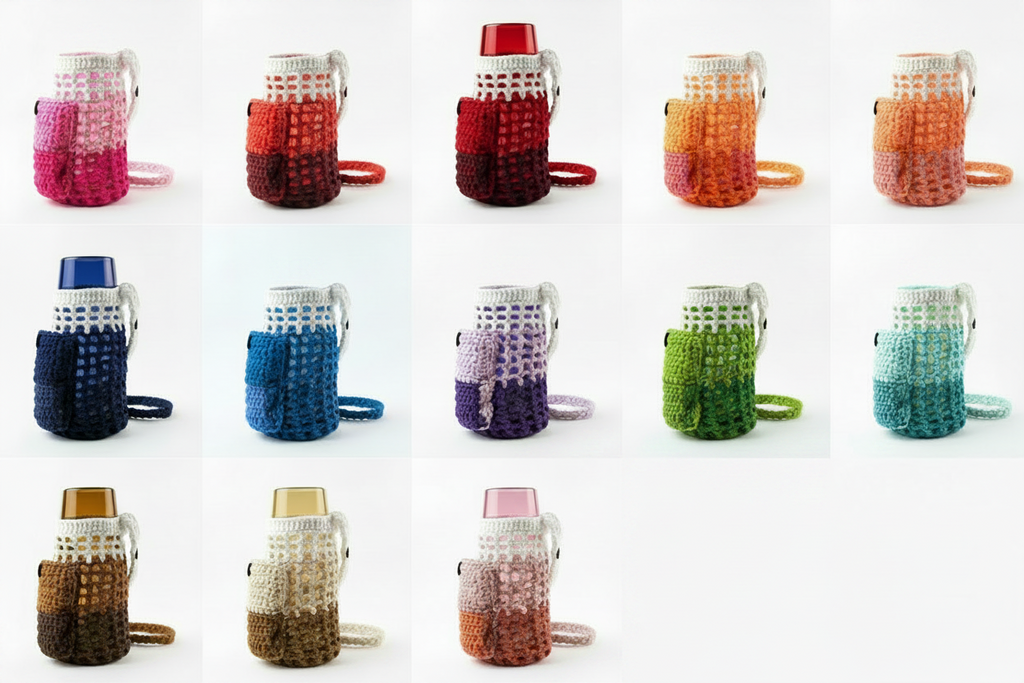 T-shirt yarn water bottle holder with pocket