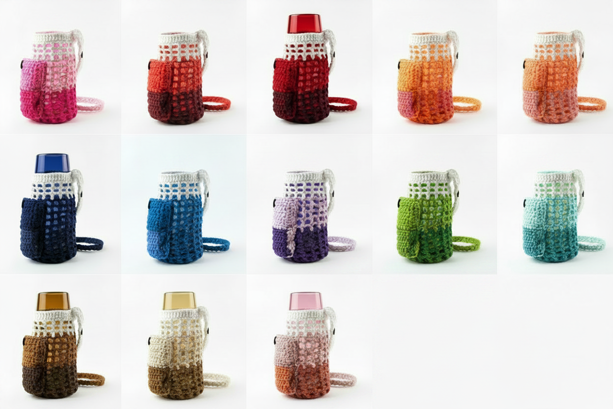T-shirt yarn water bottle holder with pocket