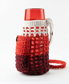T-shirt yarn water bottle holder with pocket
