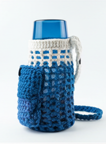 T-shirt yarn water bottle holder with pocket