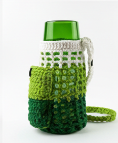 T-shirt yarn water bottle holder with pocket